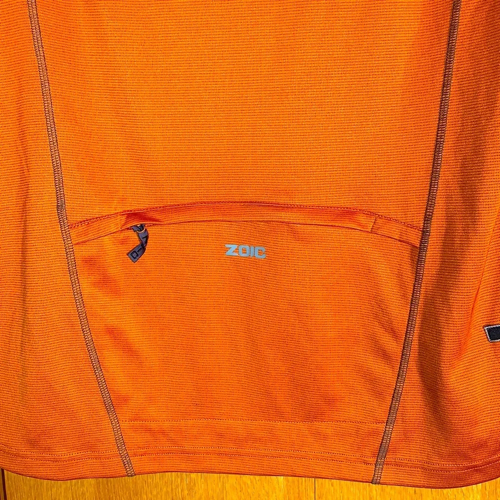 Zoic 1/2 zip orange cycling biking jersey men LARGE reflective details pocket